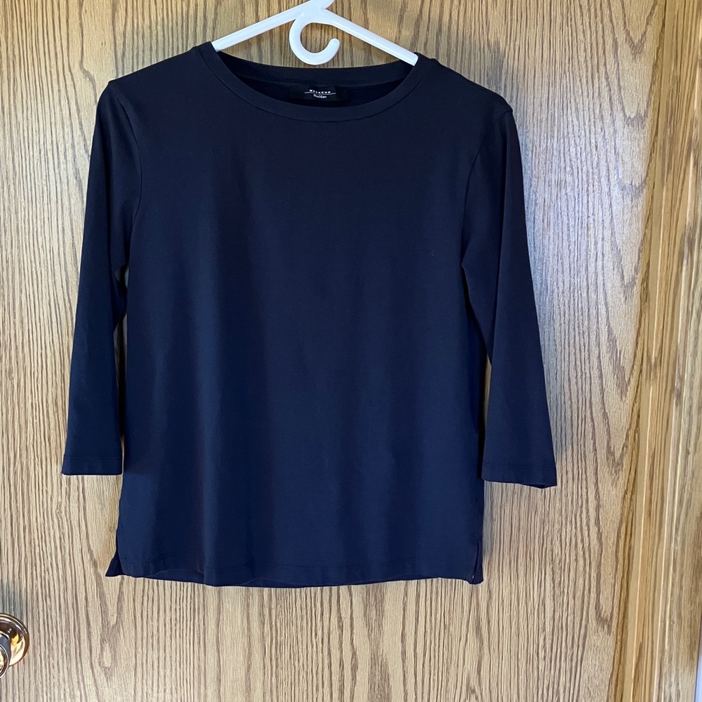 MaxMara Black 3/4 Sleeve Crewneck Top